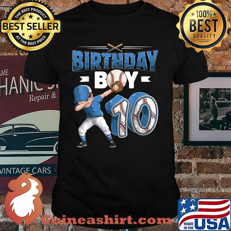 Dabbing boy 10 year old Baseball Player 10th birthday party T-Shirt