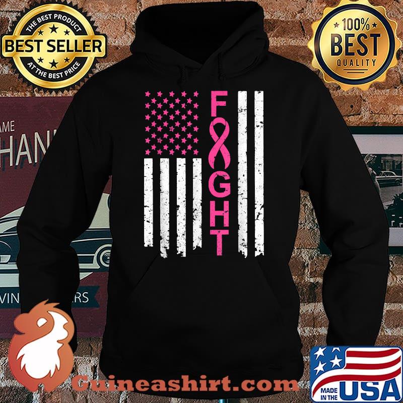 Fight Breast Cancer Awareness American Flag T-Shirt Hoodie
