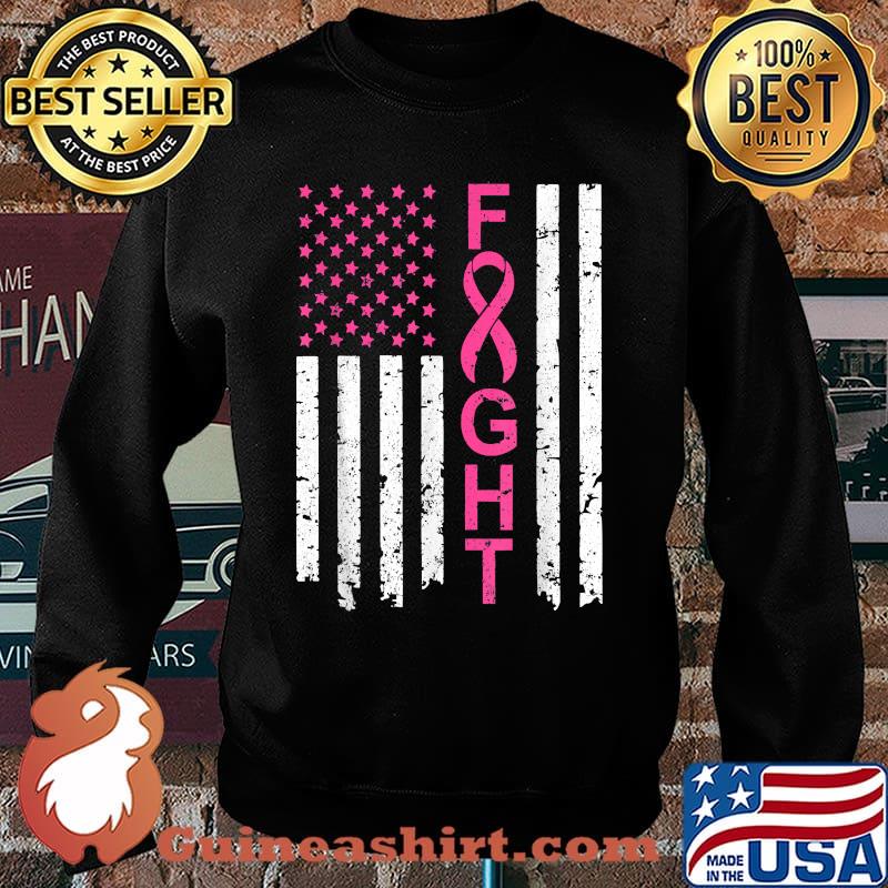 Fight Breast Cancer Awareness American Flag T-Shirt Sweater