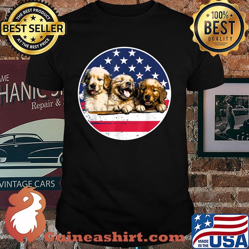 Golden Retriever American Flag 4th Of July T-Shirt