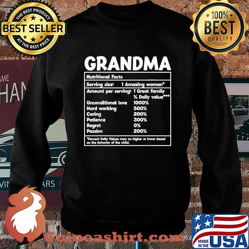 Grandma Nutritional Facts Funny Mother Day T-Shirt Sweater