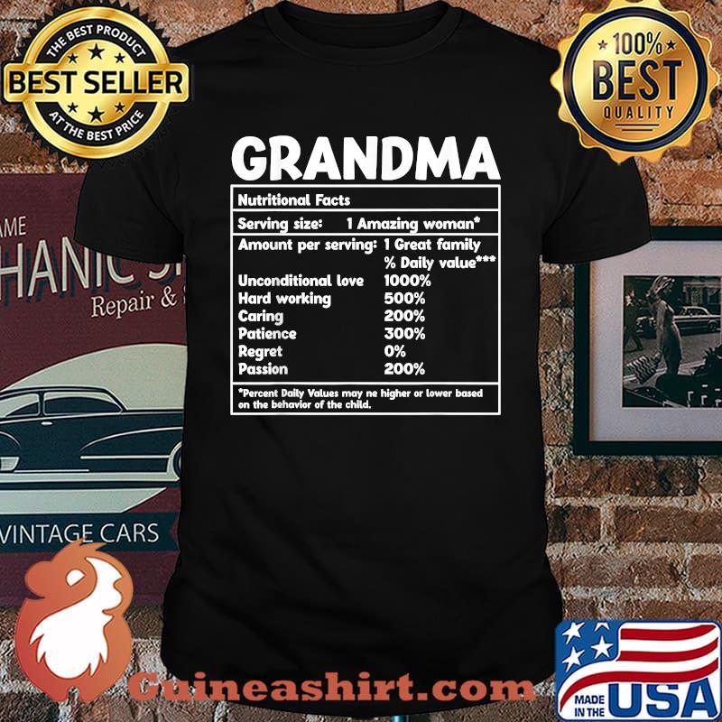 Grandma Nutritional Facts Funny Mother Day T-Shirt