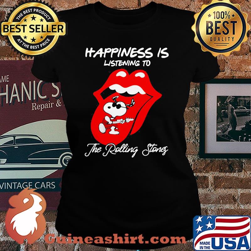 Happiness is listening to the rolling stones snoopy Laides tee