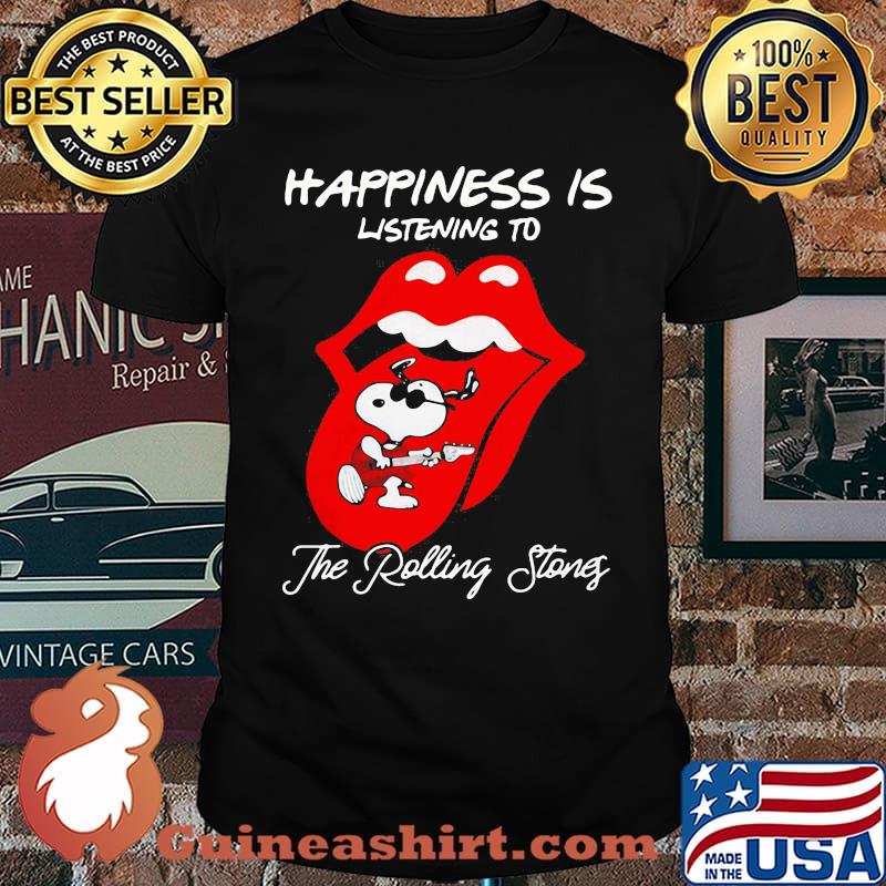 Happiness is listening to the rolling stones snoopy shirt