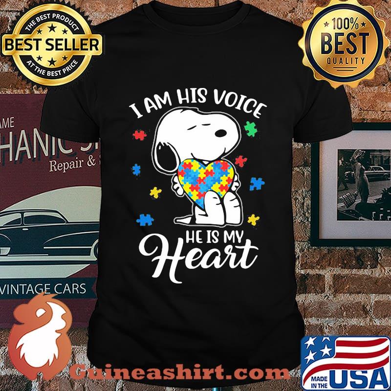 I Am His Voice He Is My Heart Snoopy Autism Awareness Shirt
