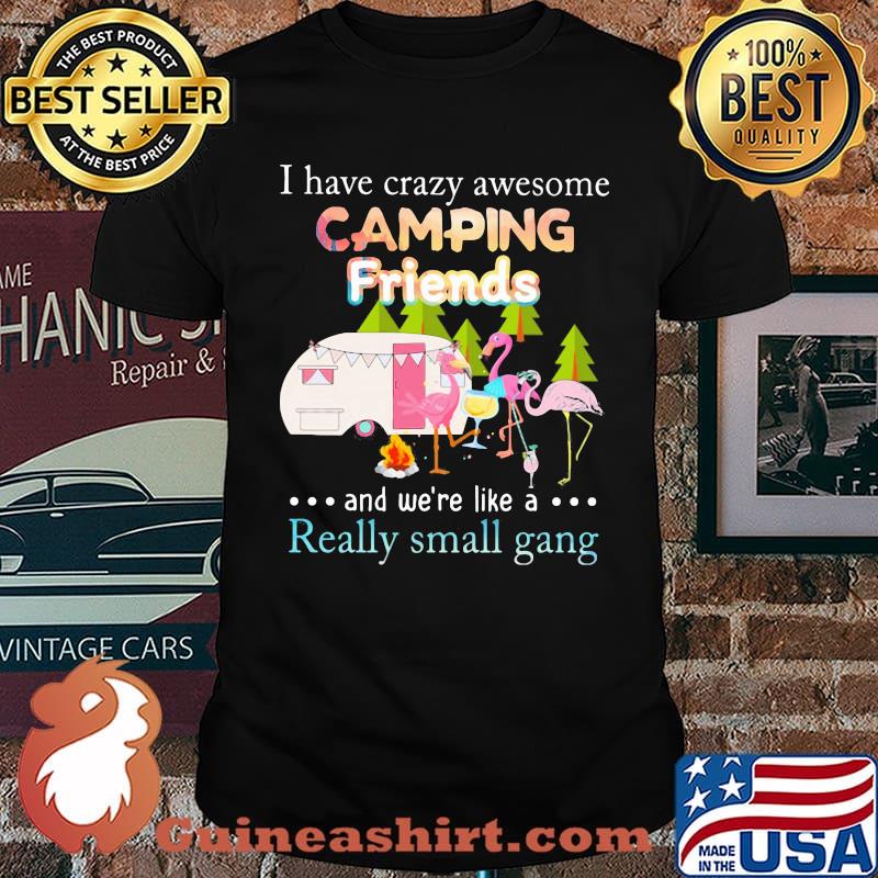 I Have Crazy Awesome Camping Friends And We're Like A Really Small Gang Flamingo Shirt