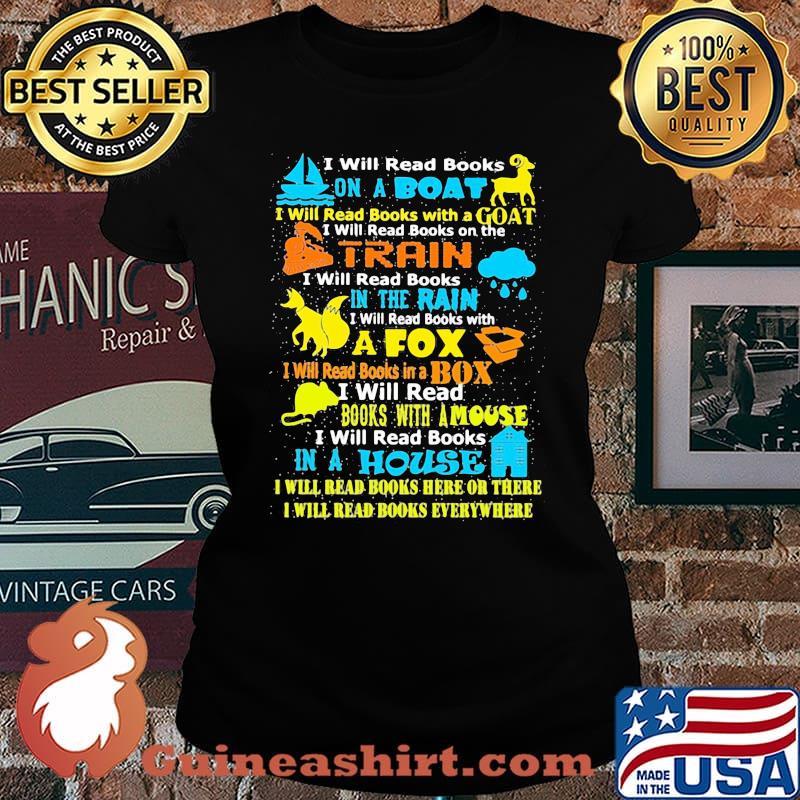 I Will Read Books On A Boat I Will Read Books With A Goat Shirt Laides tee
