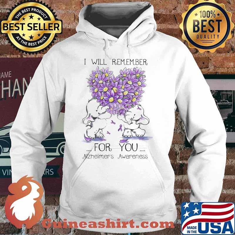 I Will Remember For You Alzheimer's Awareness Elephant Heart Flower Hoodie