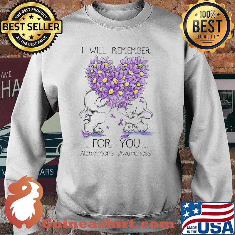 I Will Remember For You Alzheimer's Awareness Elephant Heart Flower Sweater