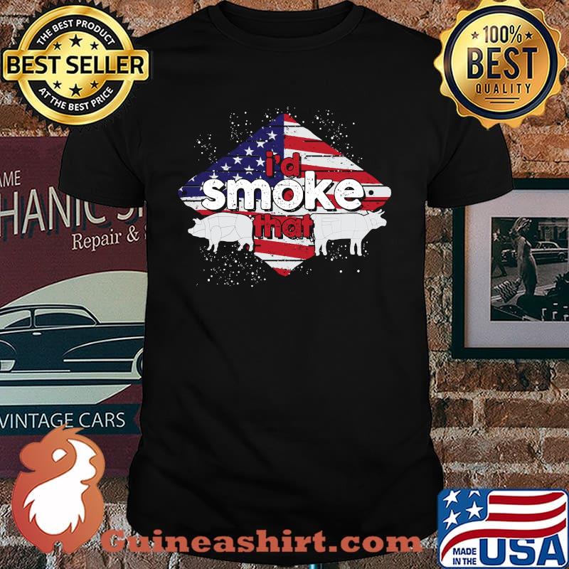 Id Smoke That Grilling BBQ Meat USA Flag Funny Barbecue T-Shirt