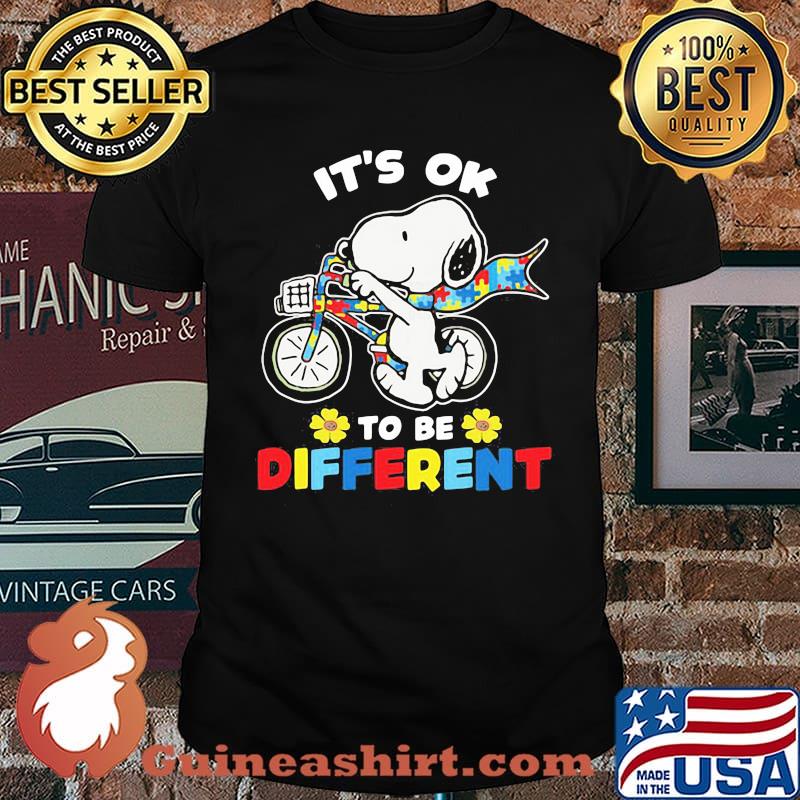 Its ok to be different snoopy bike autism awareness shirt