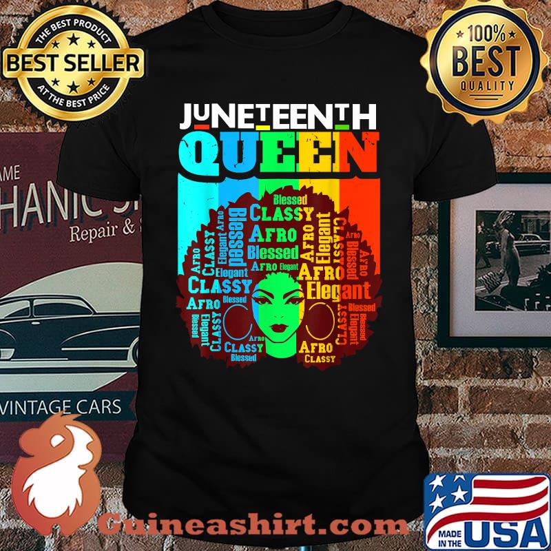 Juneteenth Queen Afro Melanin Black Girl Magic Women Girls T-Shirt
