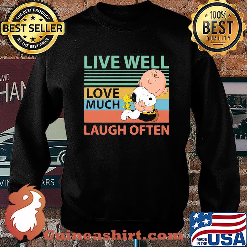 Live Well Love Much Laugh Often Snoopy Peanuts Vintage Shirt Sweater