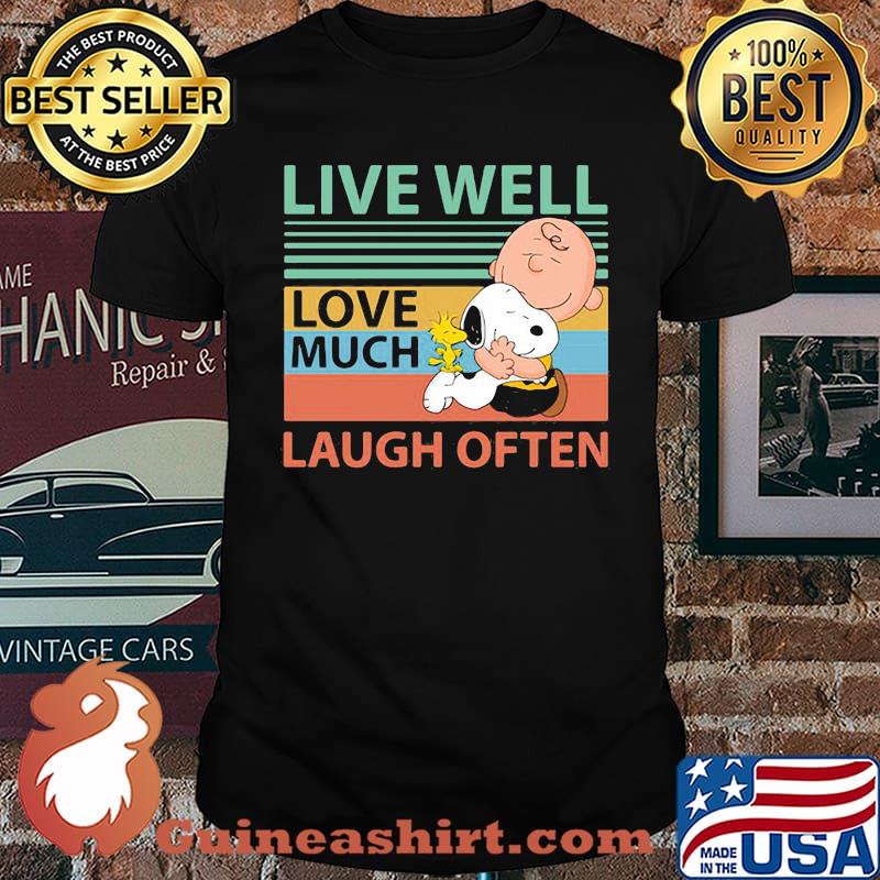 Live Well Love Much Laugh Often Snoopy Peanuts Vintage Shirt