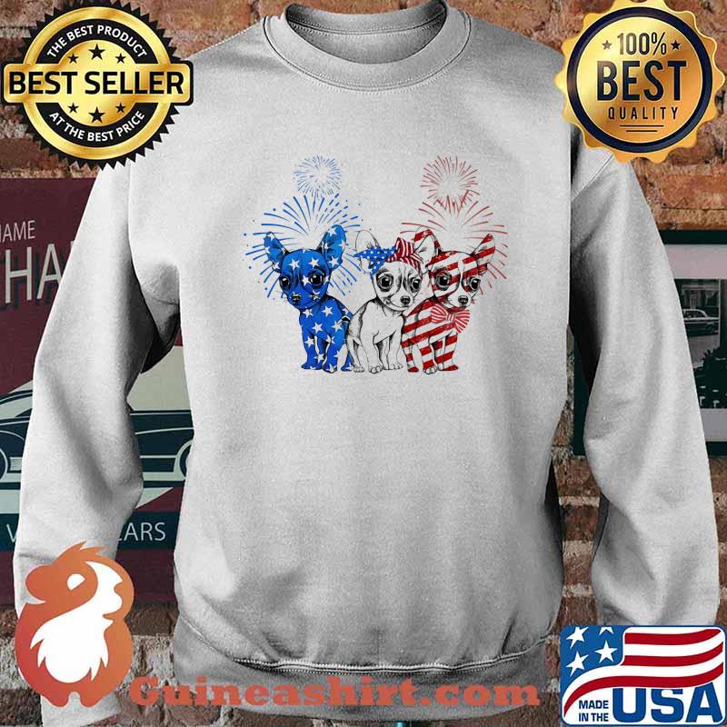 Love Chihuahua Proud American Flag Firework Shirt Sweater