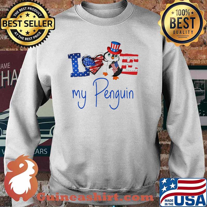 Love My Peguin American Flag Happy 4th July Shirt Sweater
