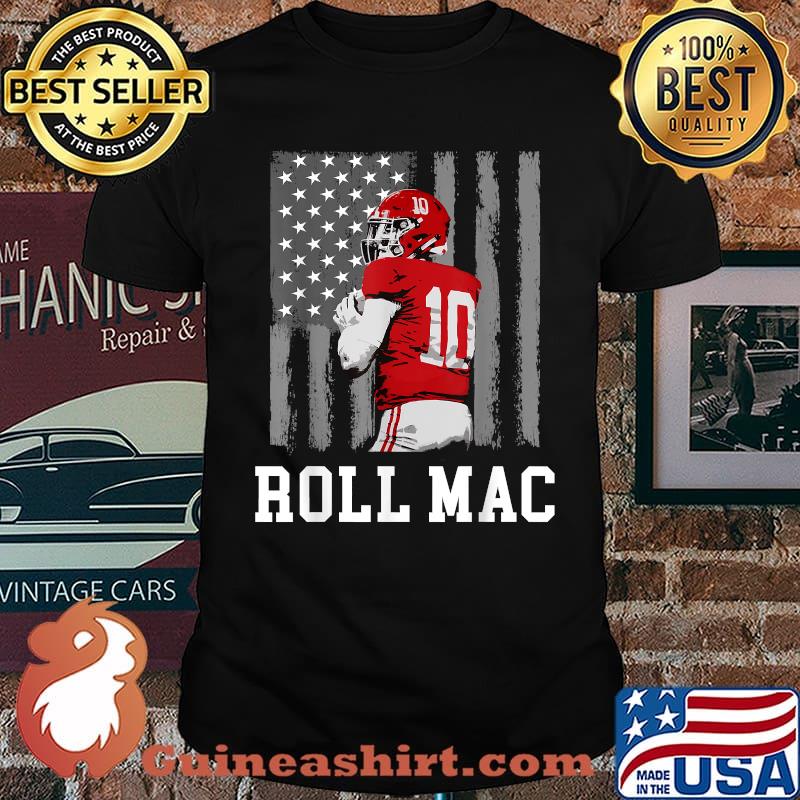 Mac Jones Alabama Roll Mac Jones Red American Flag Football T-Shirt