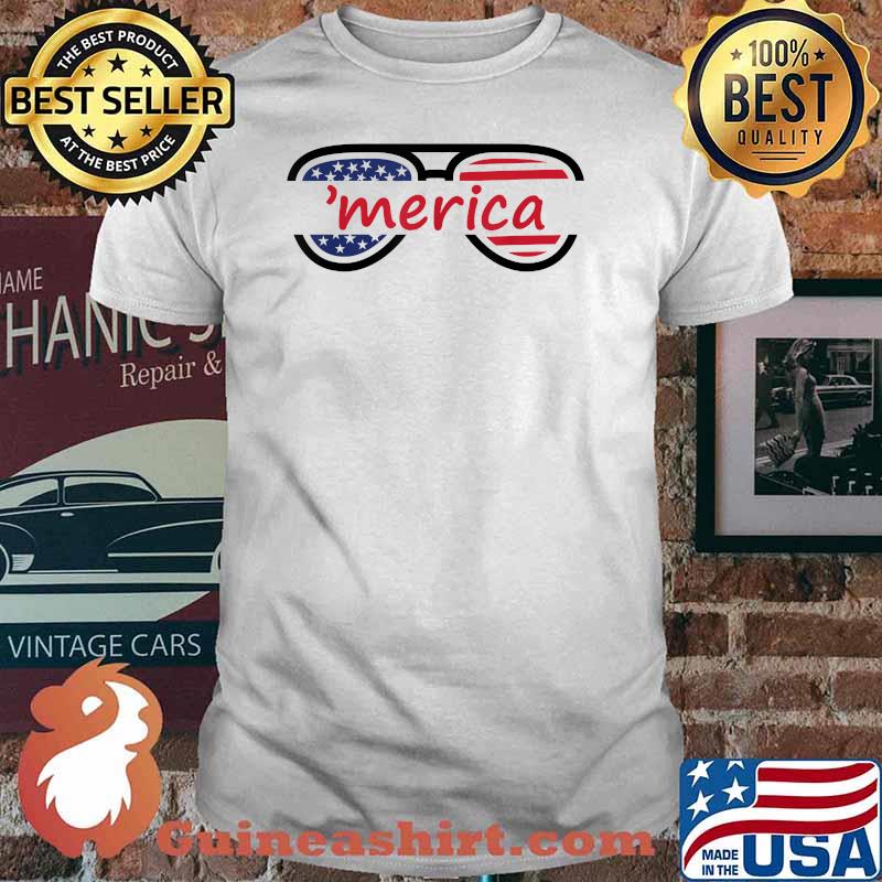 Merica Sunglasses USA Flag 4th Of July Independence Day T-Shirt