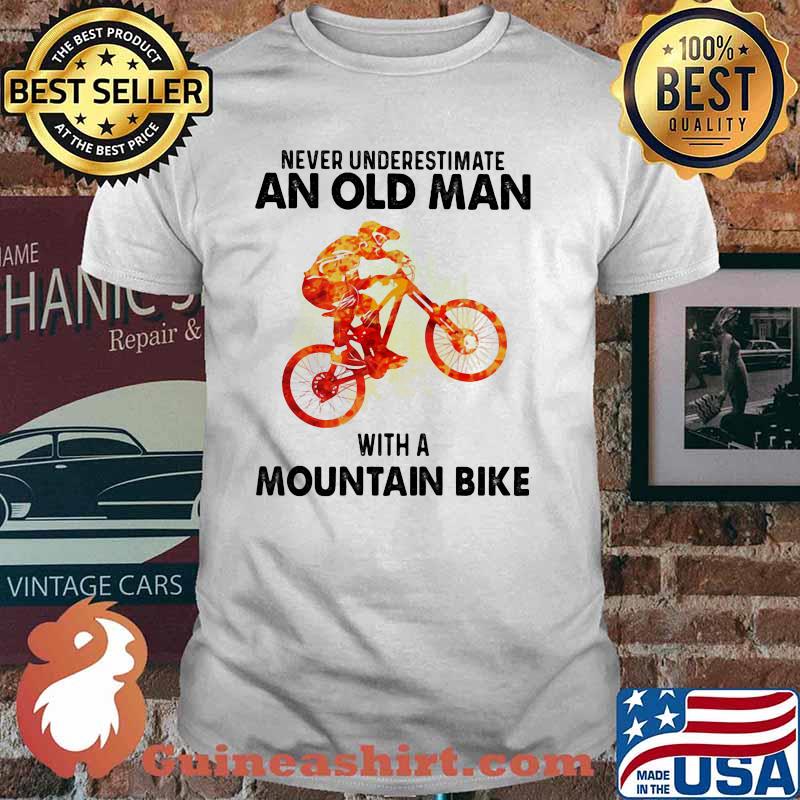 Never Underestimate An Old Man With A Mountain Bike Watercolor Shirt