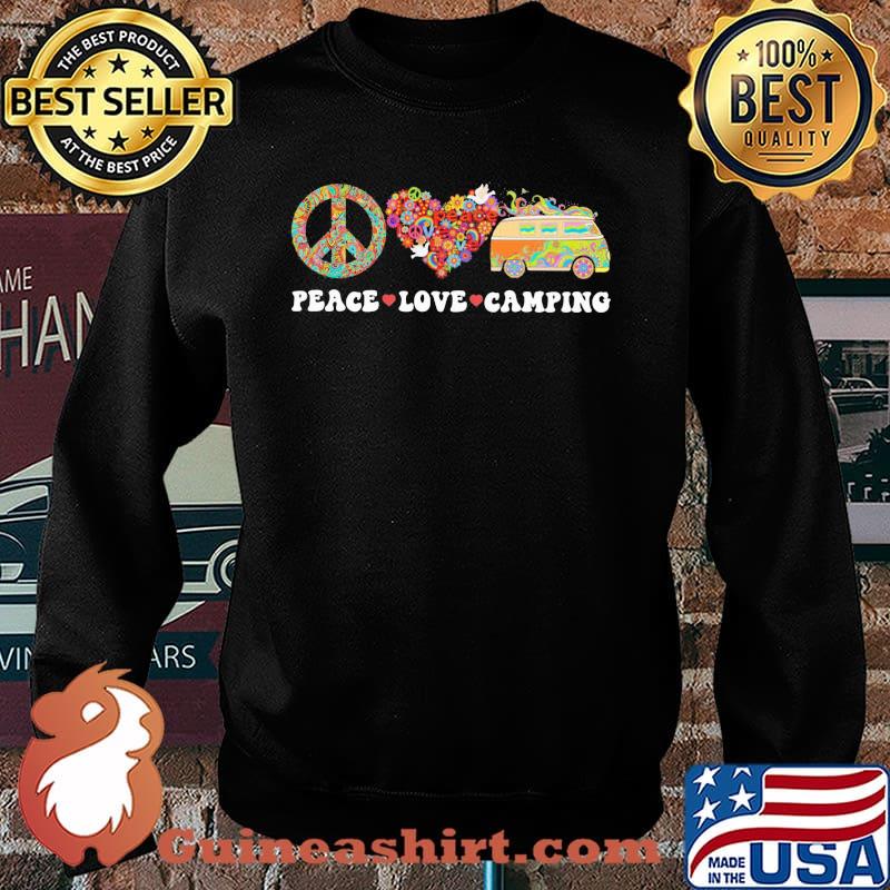 Peace Love Camping Hippie FLower Shirt Sweater