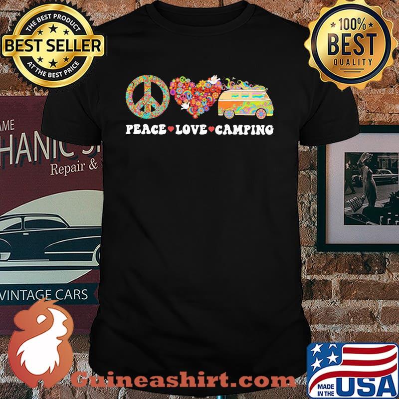 Peace Love Camping Hippie FLower Shirt
