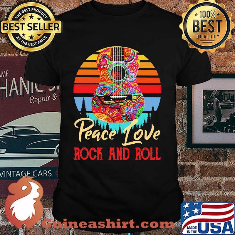 Peace Love Rock And Roll Guitar Vintage Shirt
