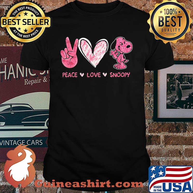 Peace Love Snoopy Pink Heart Shirt