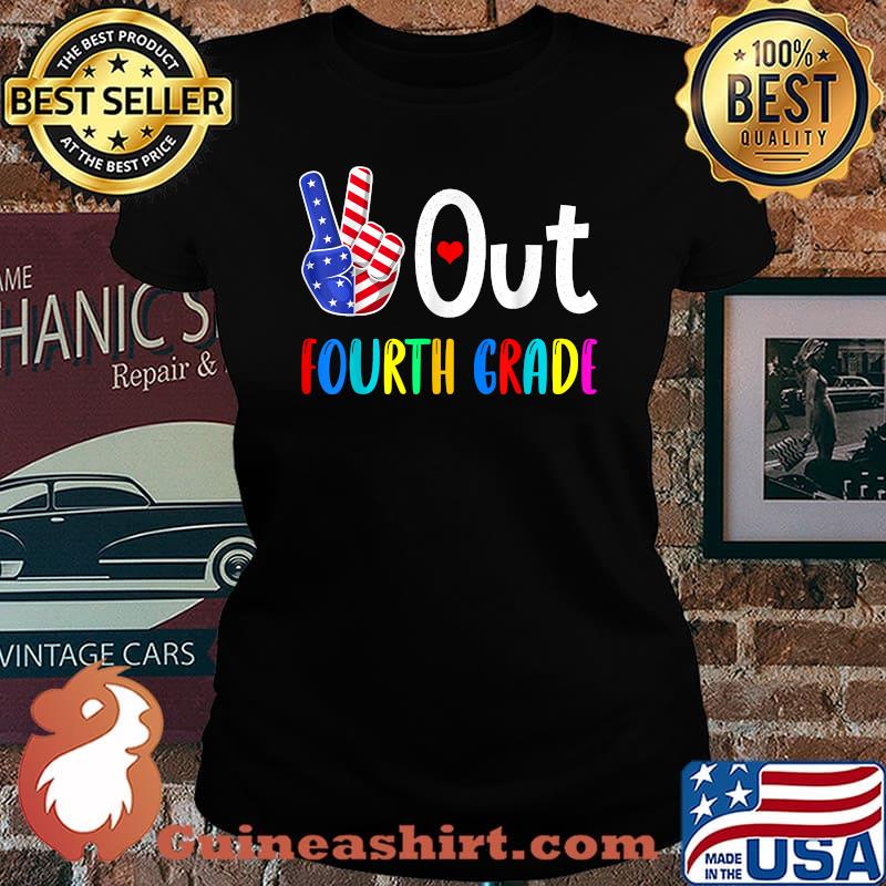 Peace Out Fourth Grade Last Day of School 4th Grade US Flag Shirt Laides tee