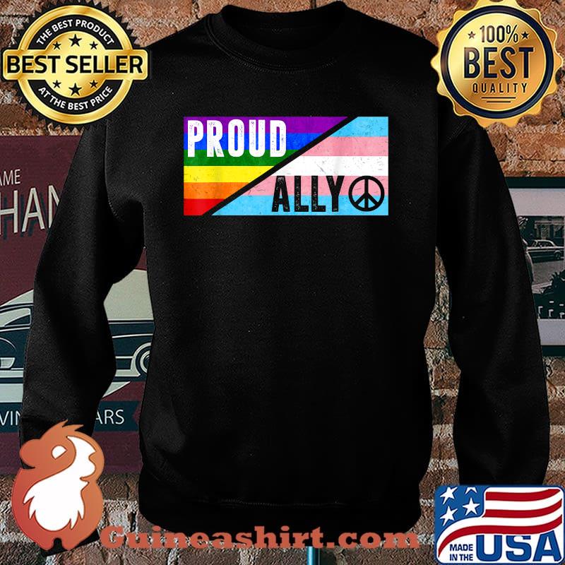 Proud Ally LGBT Pride Rainbow Flag Gay Transgender Peace T-Shirt Sweater