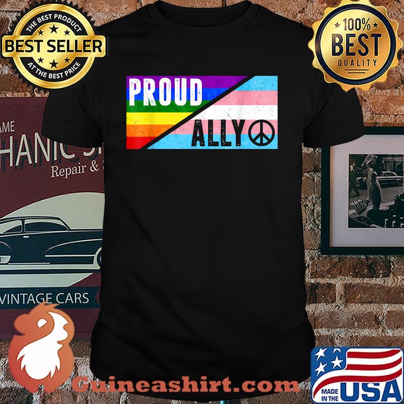 Proud Ally LGBT Pride Rainbow Flag Gay Transgender Peace T-Shirt