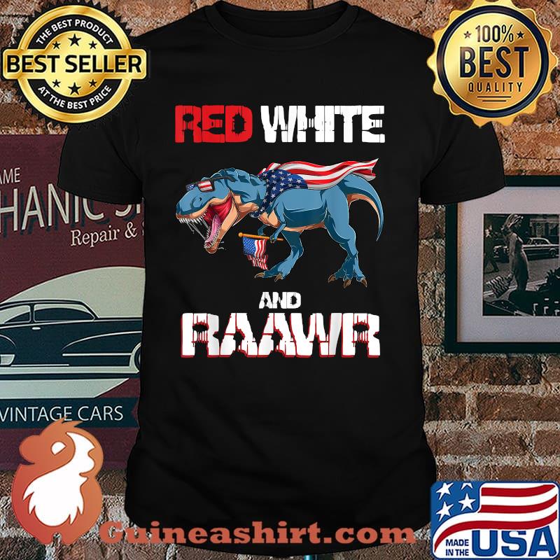 Red White Raawr 4th Of July Dinosaur T Rex Boys T-Shirt