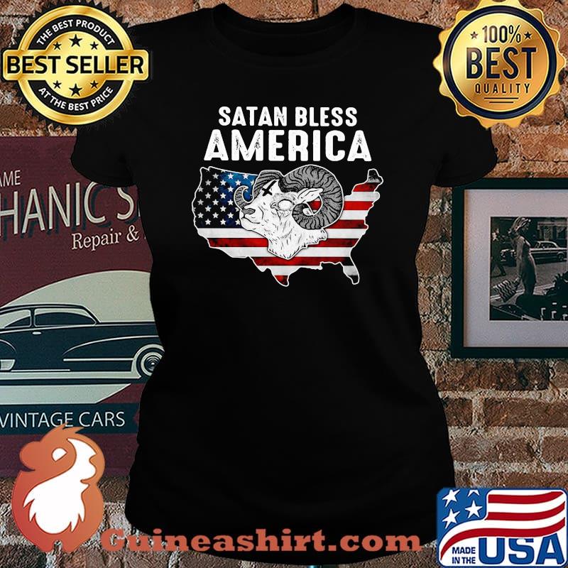 Satan Bless Ameica American Flag Shirt Laides tee