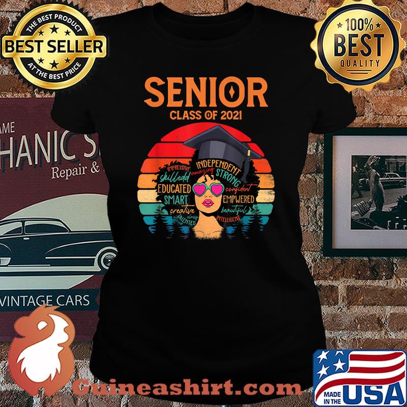 Senior Class Of 2021 Black Afro Melanin African American vintage T-Shirt Laides tee