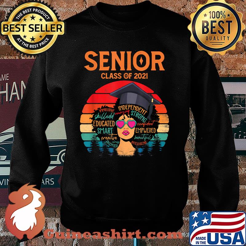 Senior Class Of 2021 Black Afro Melanin African American vintage T-Shirt Sweater