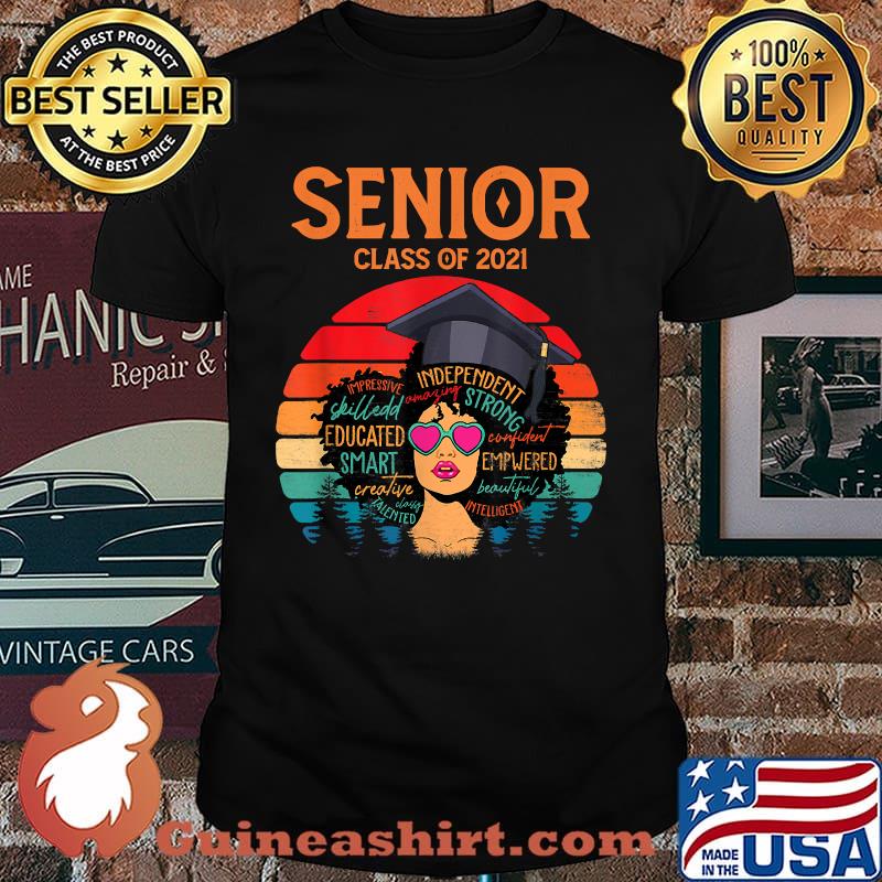 Senior Class Of 2021 Black Afro Melanin African American vintage T-Shirt
