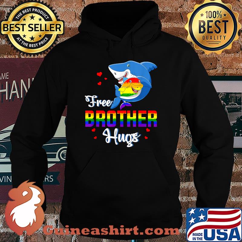 Shark Free Brother Hugs LBGT Rainbow Heart Gay Pride Month T-Shirt Hoodie