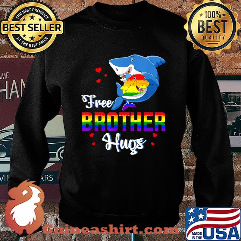Shark Free Brother Hugs LBGT Rainbow Heart Gay Pride Month T-Shirt Sweater