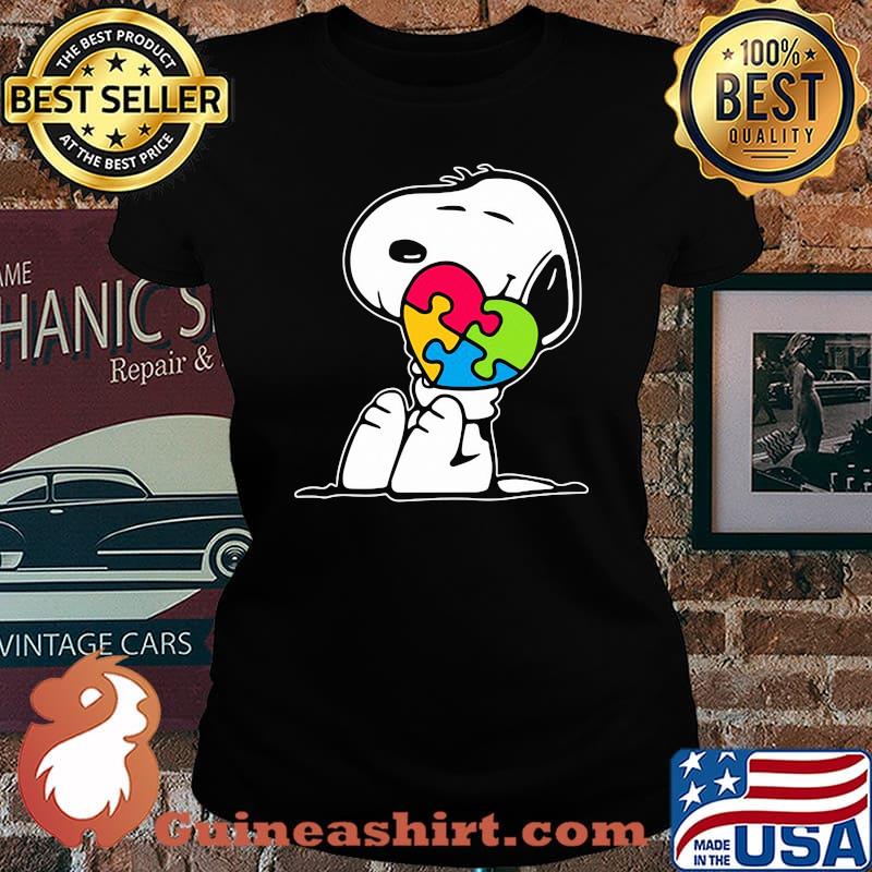 Snoopy hug heart austism awareness Laides tee