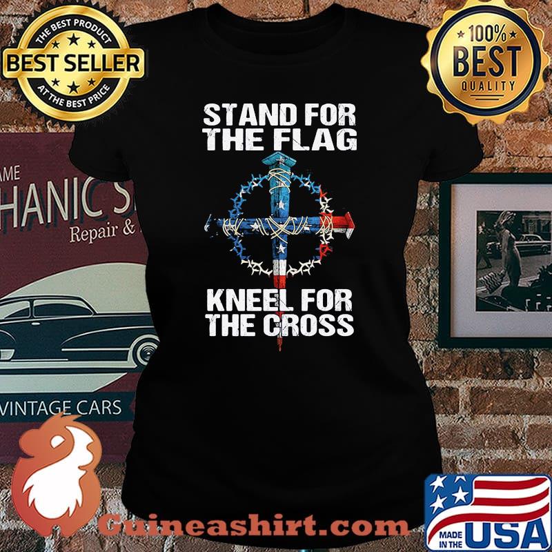 Stand For The Flag Knel For The Cross Jesus American Flag Shirt Laides tee