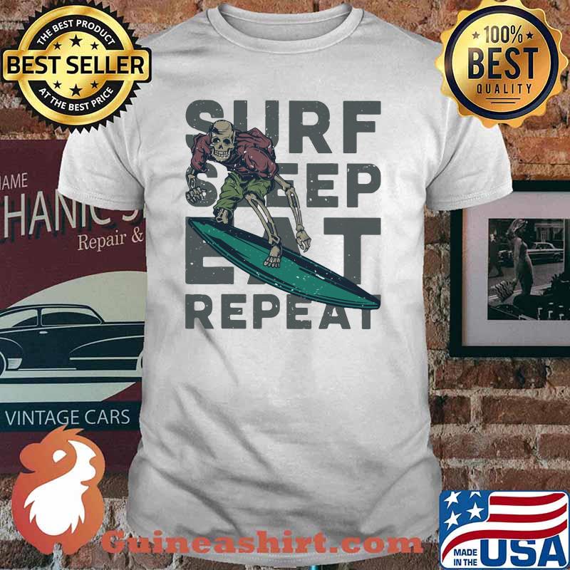 Surf Sleep Eat Repeat Skull Surfing Shirt