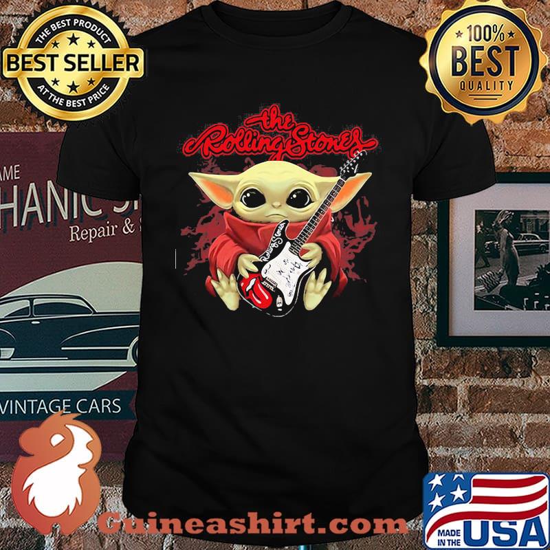The rolling stones baby yoda player guitar shirt