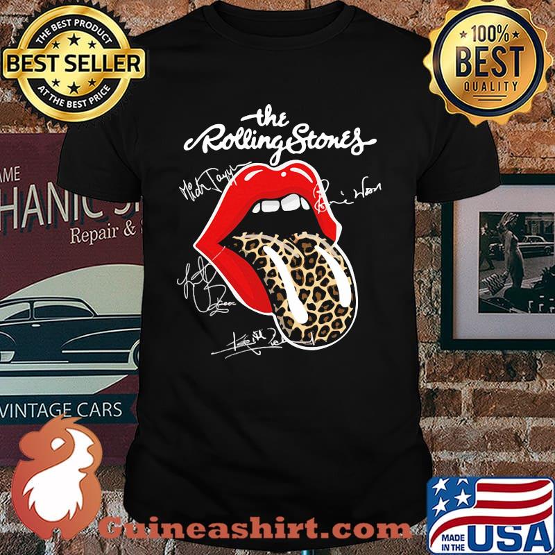 The rolling stones lips leopard signature shirt