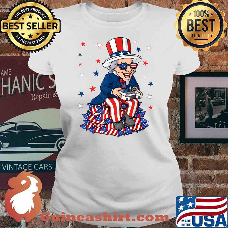 Uncle Sam Game Controller 4th Of July Independence T-Shirt Ladies tee