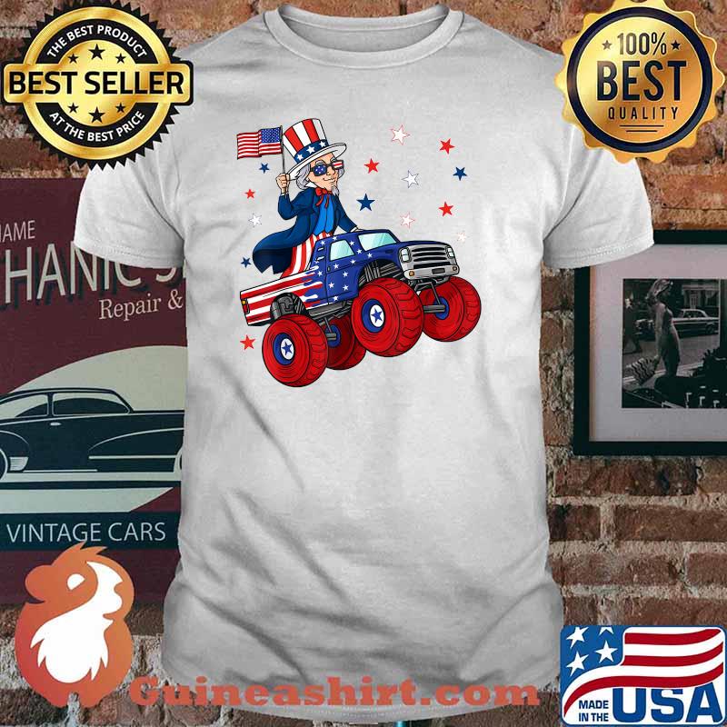 Uncle Sam Riding Monster Truck 4th Of July Independence T-Shirt