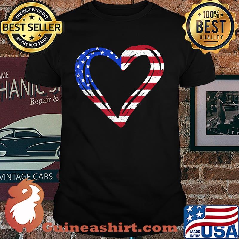 USA Flag Heart American Patriotic Armed Forces Memorial Day T-Shirt
