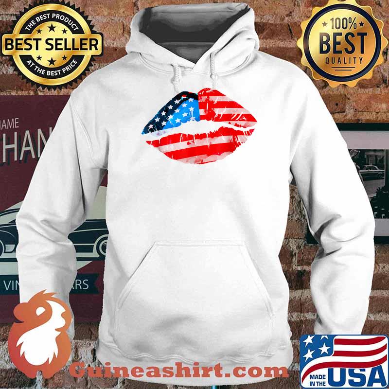 Vintage American Flag Lips 4th Of July Patriotic USA Day T-Shirt Hoodie