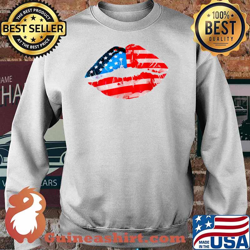 Vintage American Flag Lips 4th Of July Patriotic USA Day T-Shirt Sweater