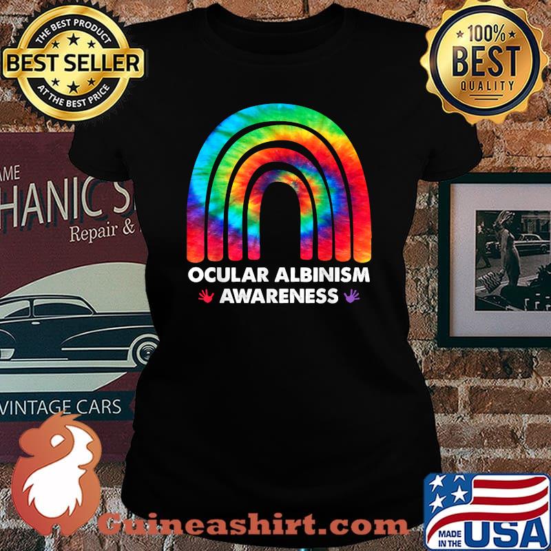 We Wear Rainbow Heart For Ocular Albinism Awareness T-Shirt Laides tee