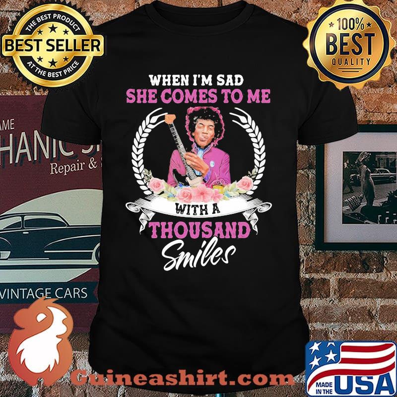 When I'm Sad She Comes To Me With A Thousand Smiles Jimi Hendrix Flower Shirt