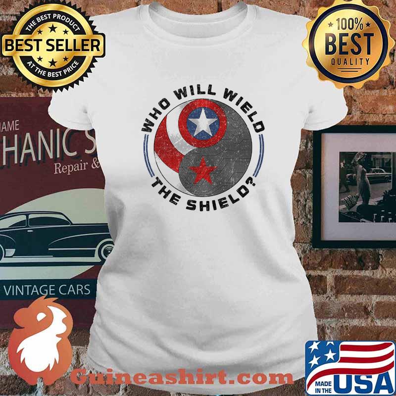 Who will wield the shield captain america logo Ladies tee